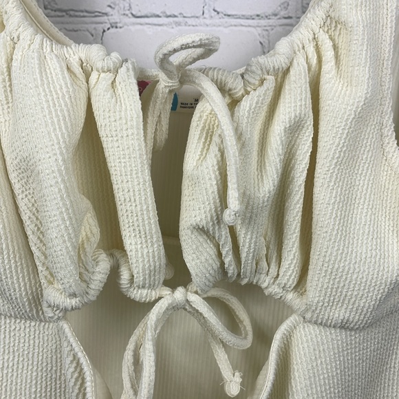 FREE PEOPLE BEACH Olivia Ribbed Knit Cutout Mini Sleeveless Dress size medium - Picture 5 of 7